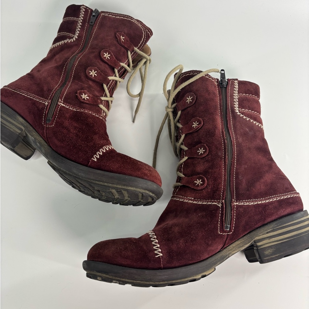 Josef Seibel Palima lace up low heel suede boots 
Size EU 39 US 8.5 red - Picture 8 of 13